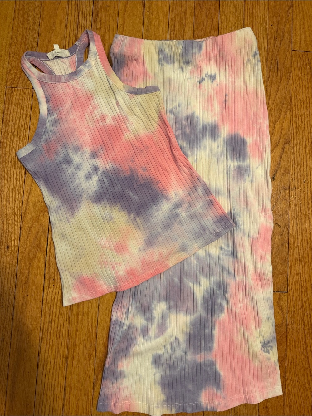 Heartloom Pink Lavender Tie-Dye Ribbed Skirt Set